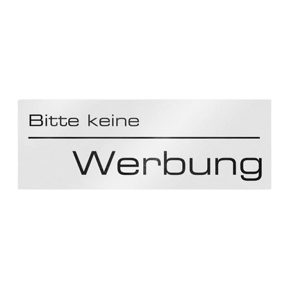 Briefkastenschild - Bitte keine Werbung - aus Edelstahl