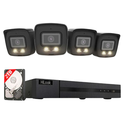 HiLook by HIKVISION 4K Überwachungskamera-Set | 4* 4K Bullet Kamera | Smart Hybrid Light | NVR 8-CH | 2 TB HDD | Smartphone App