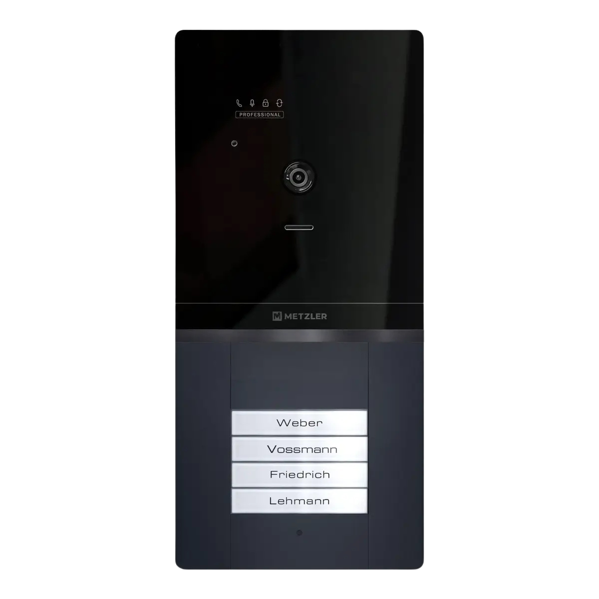 Metzler XDM10 PRO Video-Türsprechanlage mit austauschbarem Namensschild | 2-Draht-BUS | 4 Klingeltaster | RAL 7016 Anthrazit | Maxior