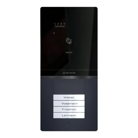 Metzler XDM10 PRO Video-Türsprechanlage mit austauschbarem Namensschild | 2-Draht-BUS | 4 Klingeltaster | RAL 7016 Anthrazit | Maxior