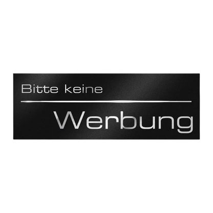 Briefkastenschild - Bitte keine Werbung - aus Edelstahl