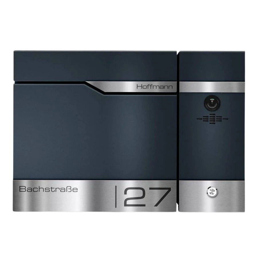 Metzler Briefkasten rostfrei und massiv, RAL7016 Anthrazitgrau mit Videosprechanlage VDM10 2.0, Modell Siebert
