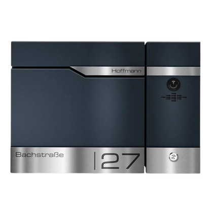 Metzler Briefkasten rostfrei und massiv, RAL7016 Anthrazitgrau mit Videosprechanlage VDM10 2.0, Modell Siebert