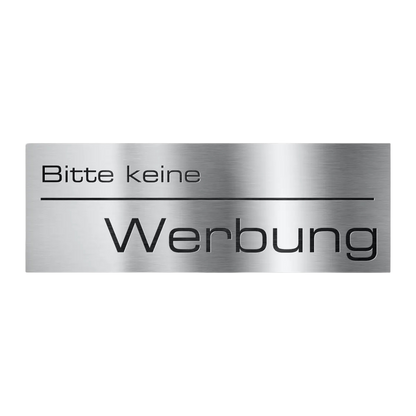 Briefkastenschild - Bitte keine Werbung - aus Edelstahl