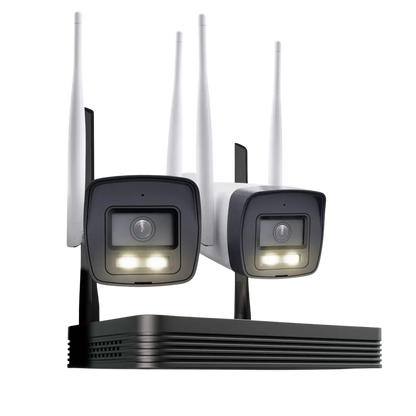 HiLook EasyLink WLAN Kit | 2x 4 MP Bullet Überwachungskameras | WiFi NVS | Komplettset | Menschen- & Fahrzeugerkennung | Farbnachtsicht | 2-Wege-Audio | 24/7 Aufzeichnung | IKS-2044BH-PH/W