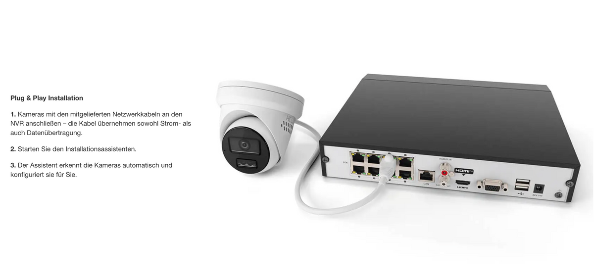 HiLook by HIKVISION 4K Überwachungskamera-Set | 4* 4K Turret Kamera | Smart Hybrid Light | NVR 8-CH | 2 TB HDD | Smartphone App