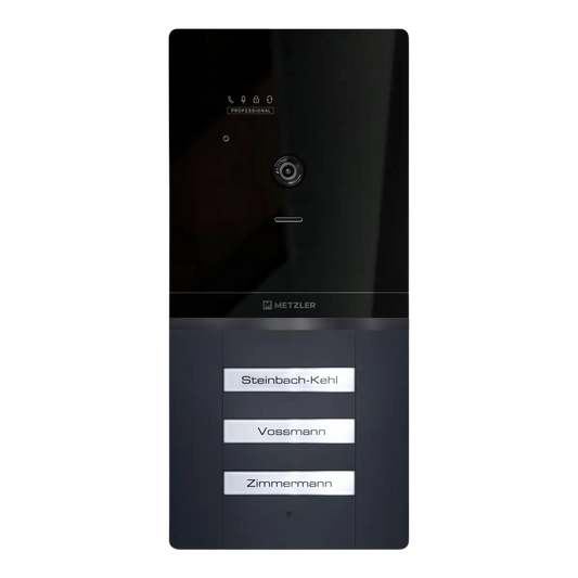 Metzler XDM10 PRO Video-Türsprechanlage mit austauschbarem Namensschild | 2-Draht-BUS | 3 Klingeltaster | RAL 7016 Anthrazit | Maxior