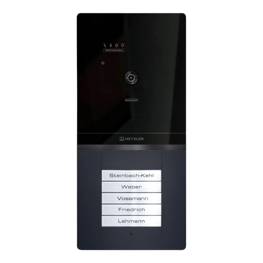 Metzler XDM10 PRO Video-Türsprechanlage mit austauschbarem Namensschild | 2-Draht-BUS | 5 Klingeltaster | RAL 7016 Anthrazit | Maxior