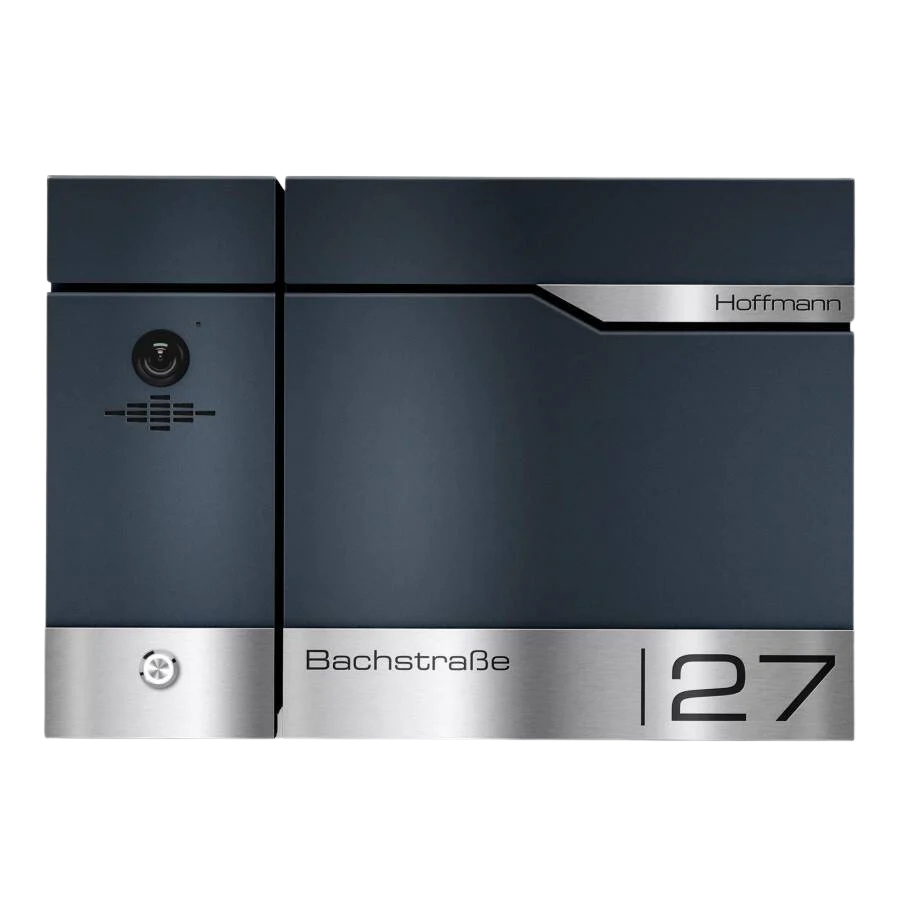 Metzler Briefkasten rostfrei und massiv, RAL7016 Anthrazitgrau mit Videosprechanlage VDM10 2.0, Modell Siebert