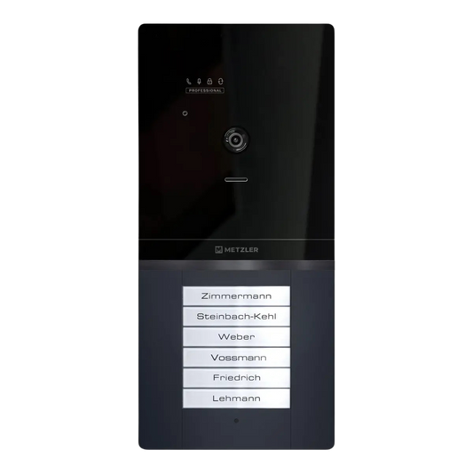 Metzler XDM10 PRO Video-Türsprechanlage mit austauschbarem Namensschild | 2-Draht-BUS | 6 Klingeltaster | RAL 7016 Anthrazit | Maxior