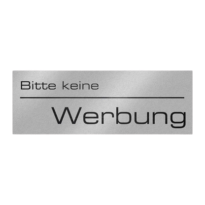 Briefkastenschild - Bitte keine Werbung - aus Edelstahl