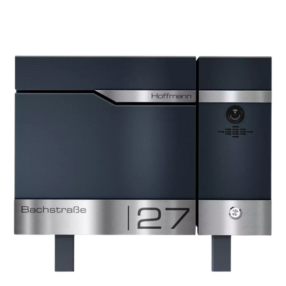 Metzler Standbriefkasten rostfrei und massiv, RAL7016 Anthrazitgrau mit Videosprechanlage VDM10 2.0, Modell Siebert