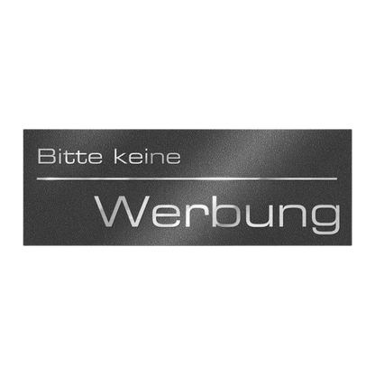 Briefkastenschild - Bitte keine Werbung - aus Edelstahl