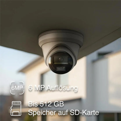 HiLook by HIKVISION 6 MP Überwachungskamera-Set | 4* 6 MP Turret Kamera | Smart Hybrid Light | NVR 8-CH | 2 TB HDD | Smartphone App