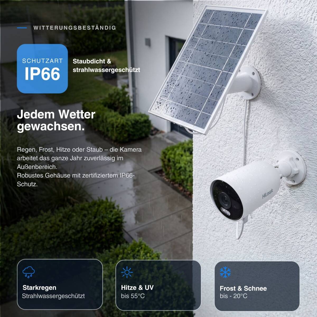 HiLook by HIKVISION Solar-Überwachungskamera | 4 MP | 24/7-Aufnahme | 4G-SIM | Smartphone App | IPC-CFS04/4G-SIM