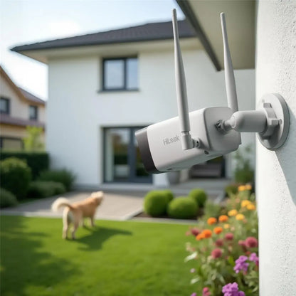 HiLook EasyLink WLAN Kit | 4 MP Bullet + PT Turret Überwachungskameras | WiFi NVS | Komplettset | Menschen- & Fahrzeugerkennung | Farbnachtsicht | 2-Wege-Audio | 24/7 Aufzeichnung | IKS-2044BTH-PH/W