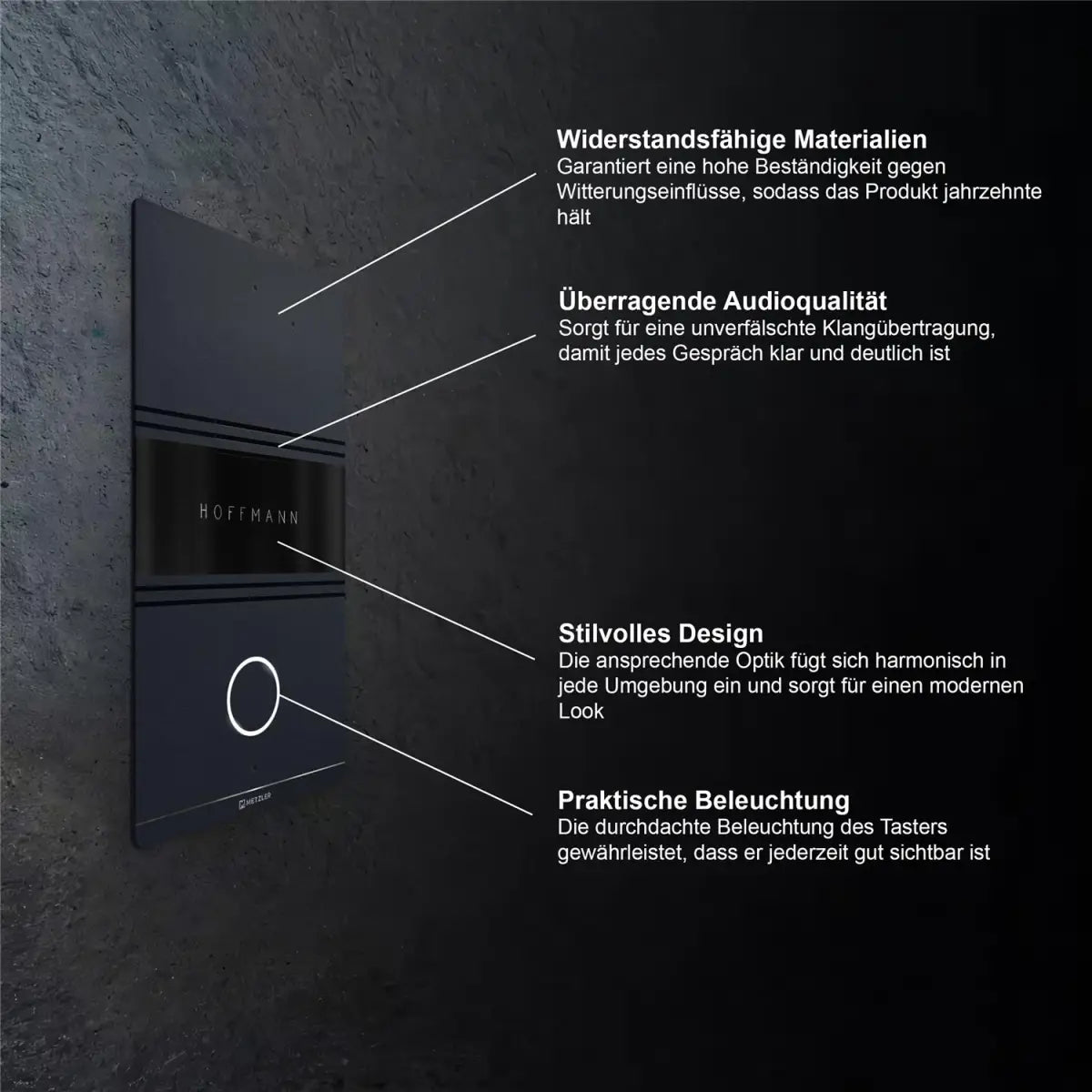 Metzler ADM10 Audio-Türsprechanlage | 1 Klingeltaster | RAL 7016 Anthrazit | Dominik
