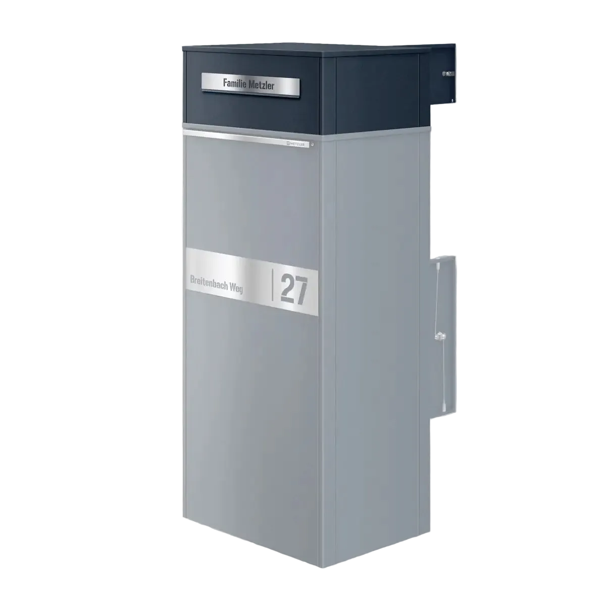 Metzler Brieffach für Paketbox Modellreihe Zivo 2 | personalisiert mit Gravur | Anthrazit