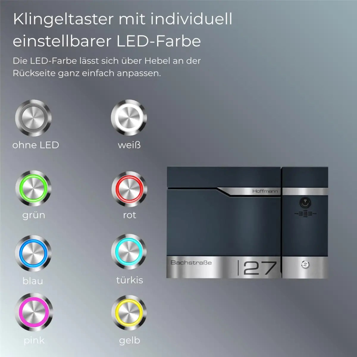 Metzler Briefkasten rostfrei und massiv, RAL7016 Anthrazitgrau mit Videosprechanlage VDM10 2.0, Modell Siebert