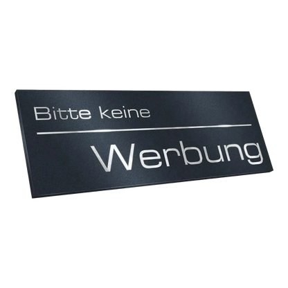 Briefkastenschild - Bitte keine Werbung - aus Edelstahl