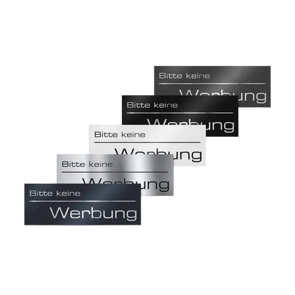 Briefkastenschild - Bitte keine Werbung - aus Edelstahl