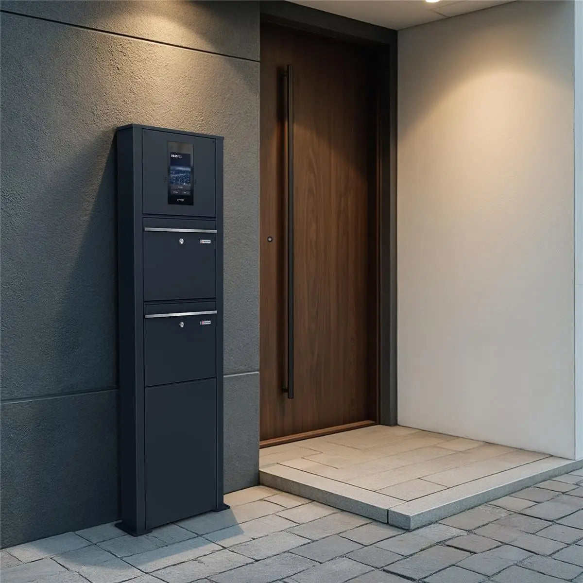 Metzler Standbriefkasten mit Video-Türsprechanlage für Zweifamilienhaus SDM10 | Touch-Display | Anthrazit RAL7016