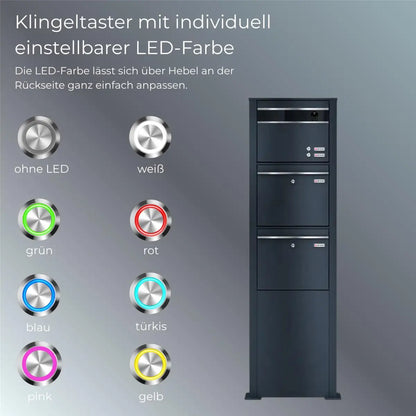 Metzler Standbriefkasten mit Video-Türsprechanlage für Zweifamilienhaus VDM10 | Anthrazit RAL 7016