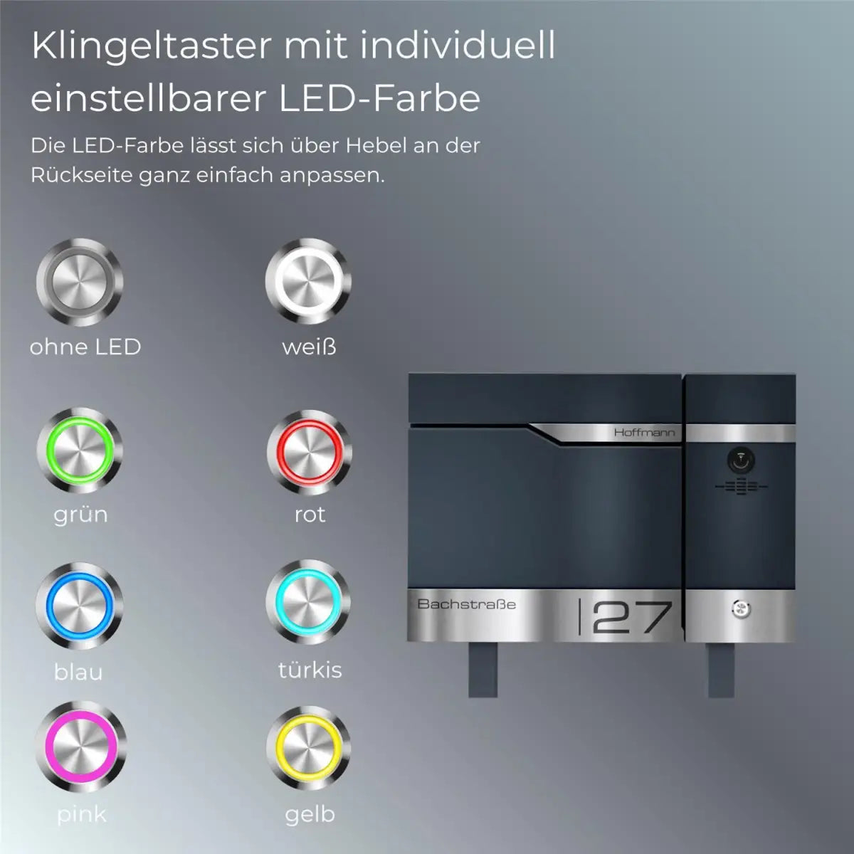 Metzler Standbriefkasten rostfrei und massiv, RAL7016 Anthrazitgrau mit Videosprechanlage VDM10 2.0, Modell Siebert