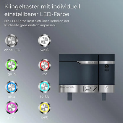 Metzler Standbriefkasten rostfrei und massiv, RAL7016 Anthrazitgrau mit Videosprechanlage VDM10 2.0, Modell Siebert
