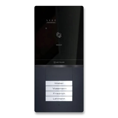 Metzler XDM10 PRO Video-Türsprechanlage mit austauschbarem Namensschild | 2-Draht-BUS | 4 Klingeltaster | RAL 7016 Anthrazit | Maxior